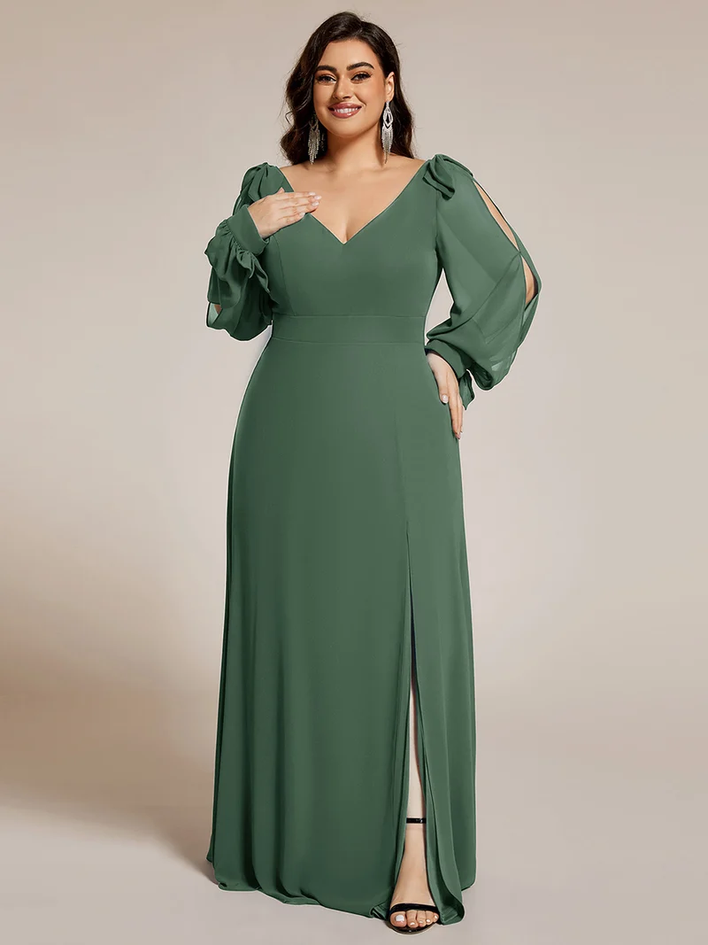 ever IVORY|Robe de demoiselle d'honneur à manches fendues et dos nu