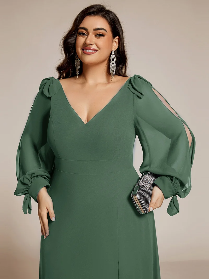 ever IVORY|Robe de demoiselle d'honneur à manches fendues et dos nu