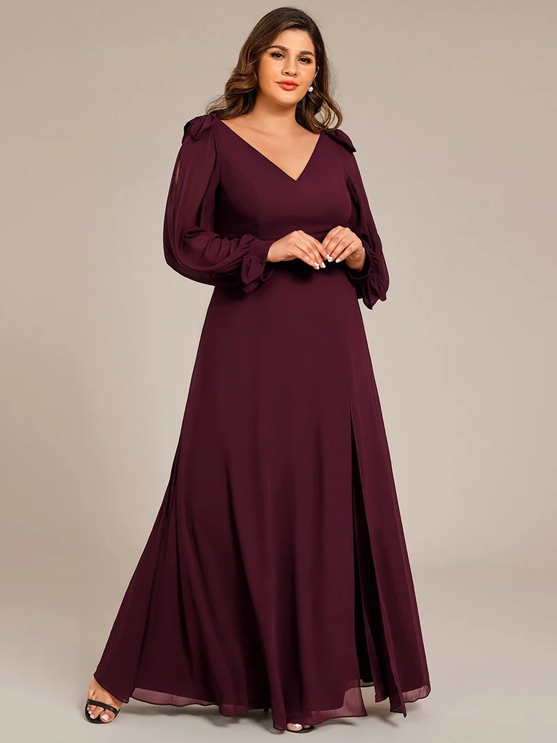 ever IVORY|Robe de demoiselle d'honneur à manches fendues et dos nu