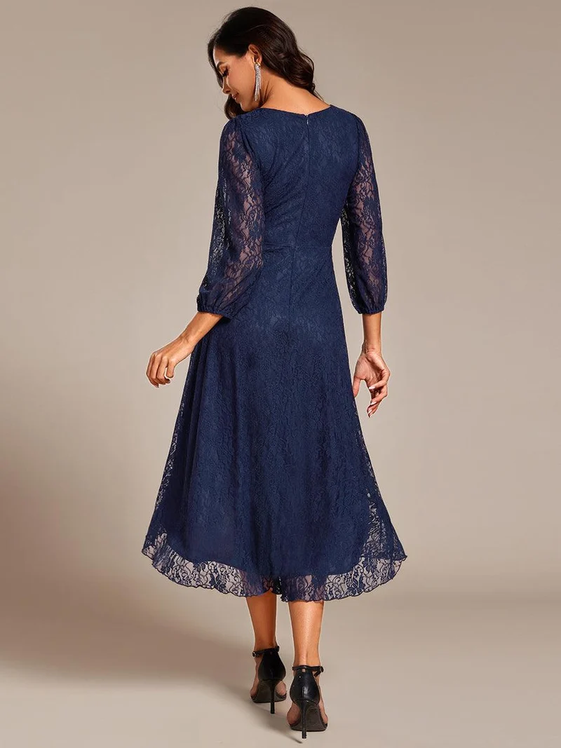 ever CAMILLE|Robe de mariée mi-longue élégante en dentelle à manches longues et coupe trapèze(Vente finale)
