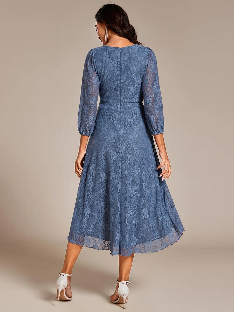 ever CAMILLE|Robe de mariée mi-longue élégante en dentelle à manches longues et coupe trapèze(Vente finale)