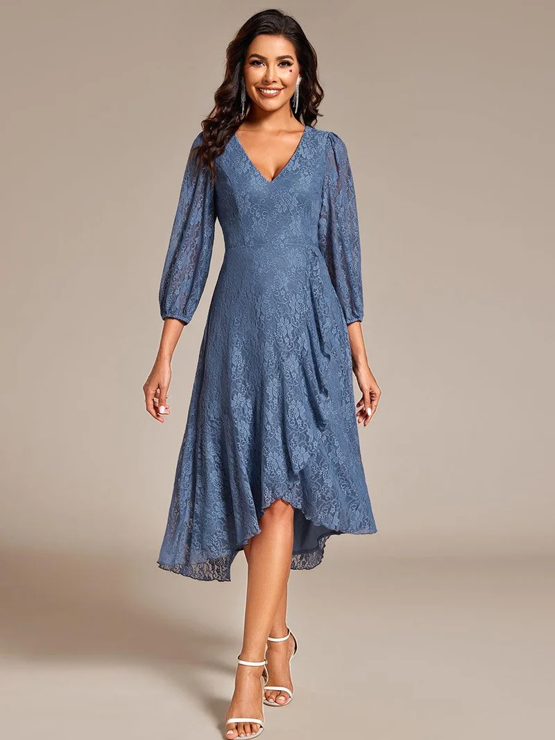 ever CAMILLE|Robe de mariée mi-longue élégante en dentelle à manches longues et coupe trapèze(Vente finale)