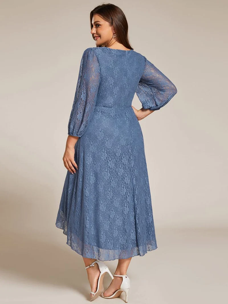 ever CAMILLE|Robe de mariée mi-longue élégante en dentelle à manches longues et coupe trapèze(Vente finale)