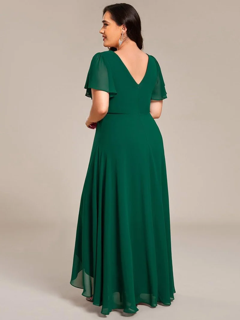 ever DAKOTA|Robe de soirée formelle en mousseline de soie à double col en V et taille ajustée