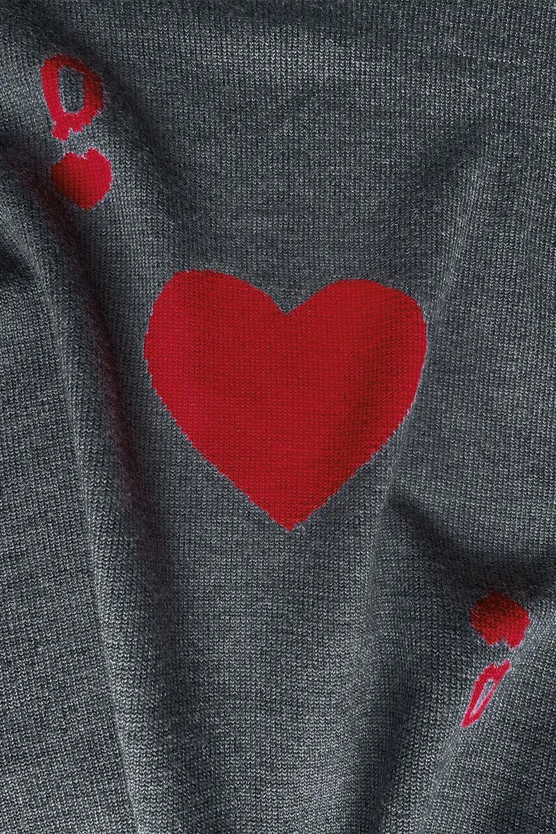 Pull Dame de Cœur Gris en Laine
