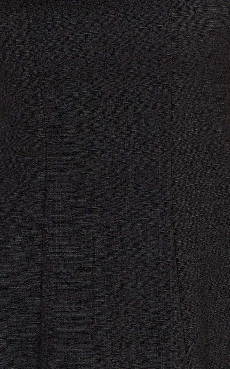 Walters Midi Dress - Square Neck Shirred Back Fit and Flare Panel Dress in Black