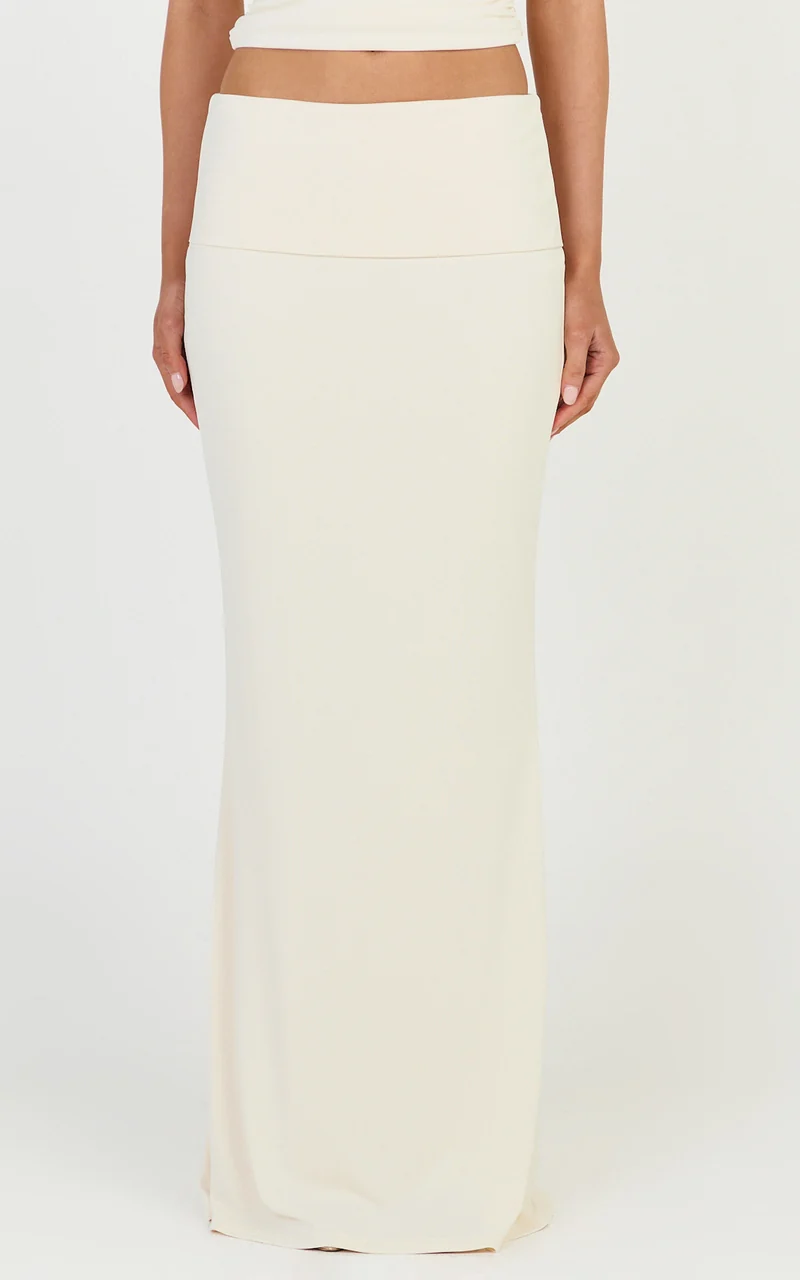 Miren Maxi Skirt - Foldover Waist Skirt in Ivory