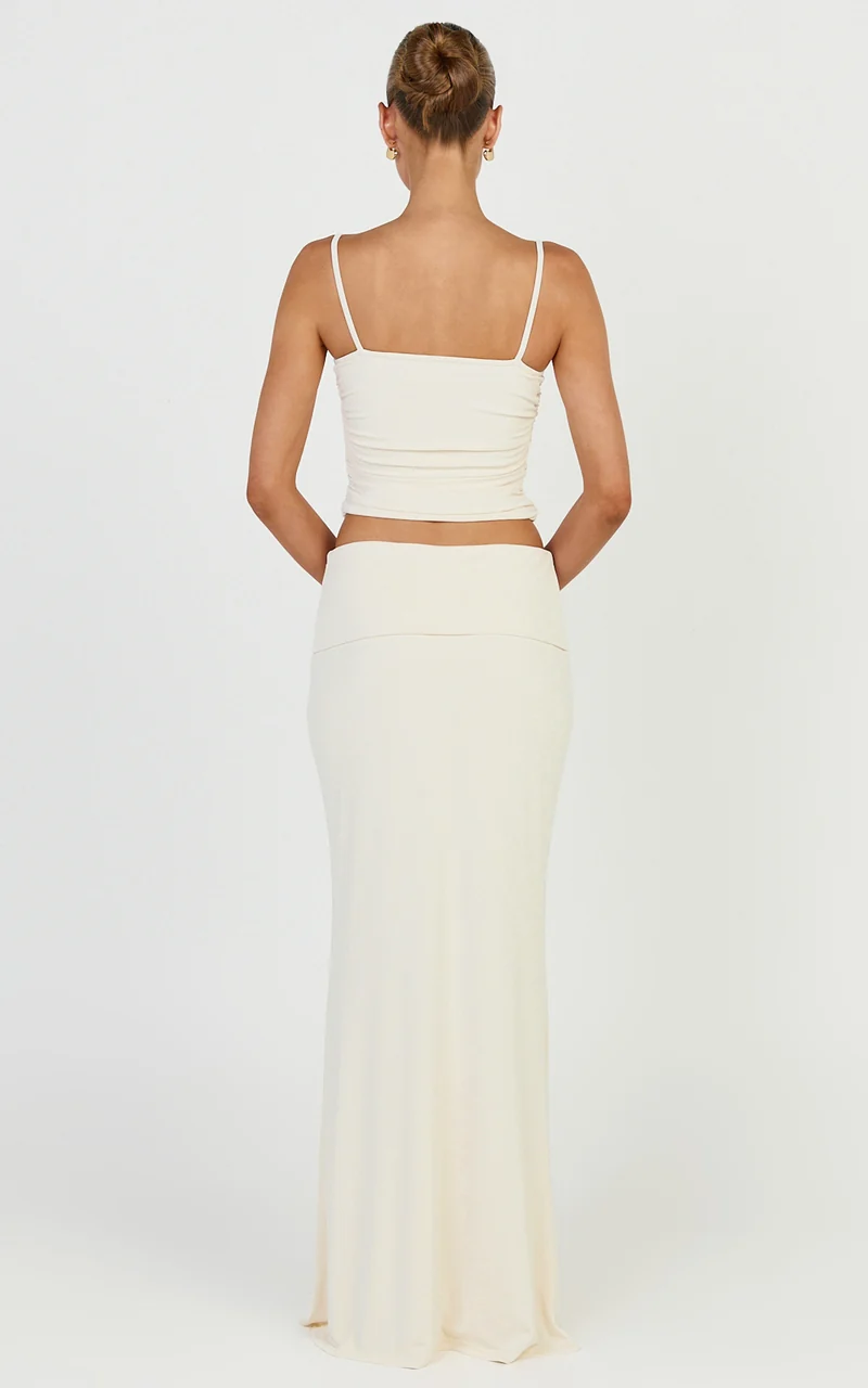 Miren Maxi Skirt - Foldover Waist Skirt in Ivory