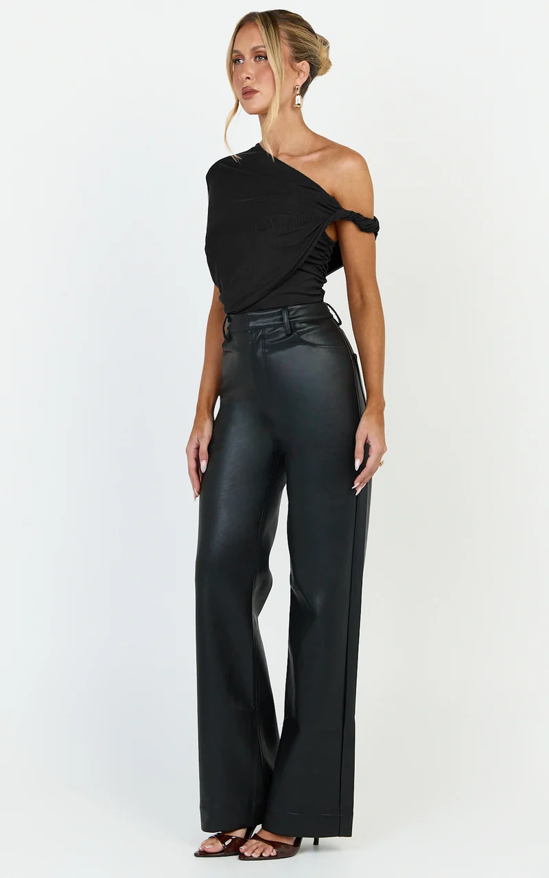 Paloma Top - Mesh Overlay Twist Sleeve Top in Black