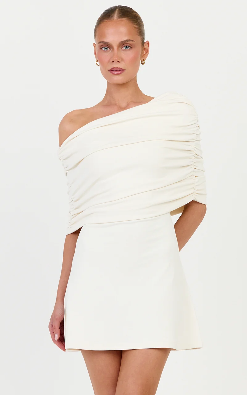 Capri Mini Dress - Cape Dress in Off White