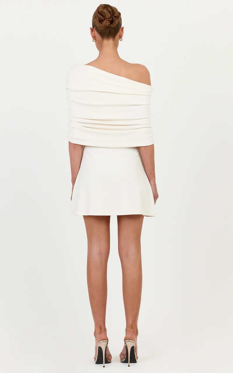 Capri Mini Dress - Cape Dress in Off White