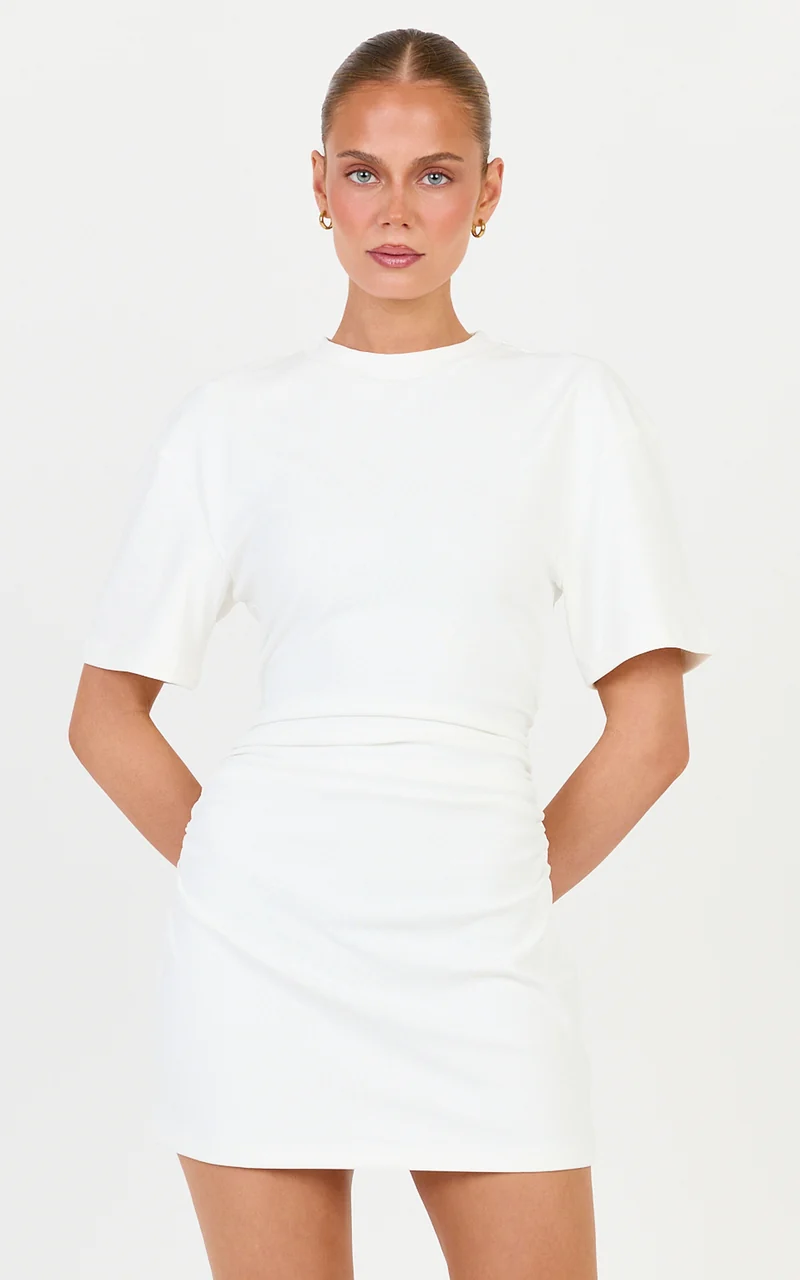 Aloha Mini Dress - T Shirt Dress in Off White