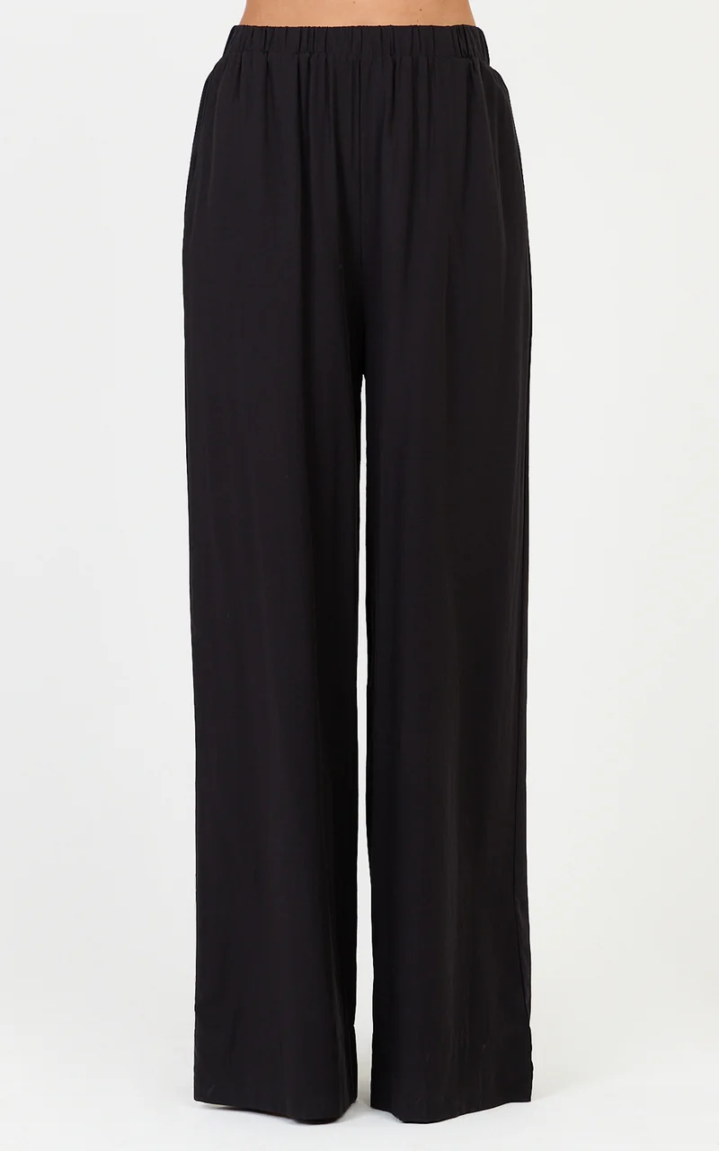 Beatrice Two Piece Top and Pants Set - Off Shoulder Cape Top and Pants Set in Black