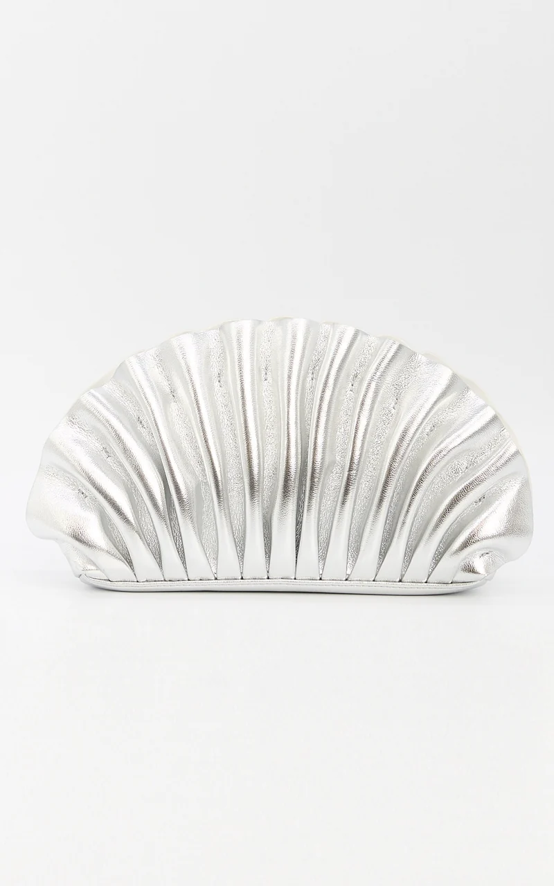Olga Berg - Hollie Pleated Clutch in Silver
