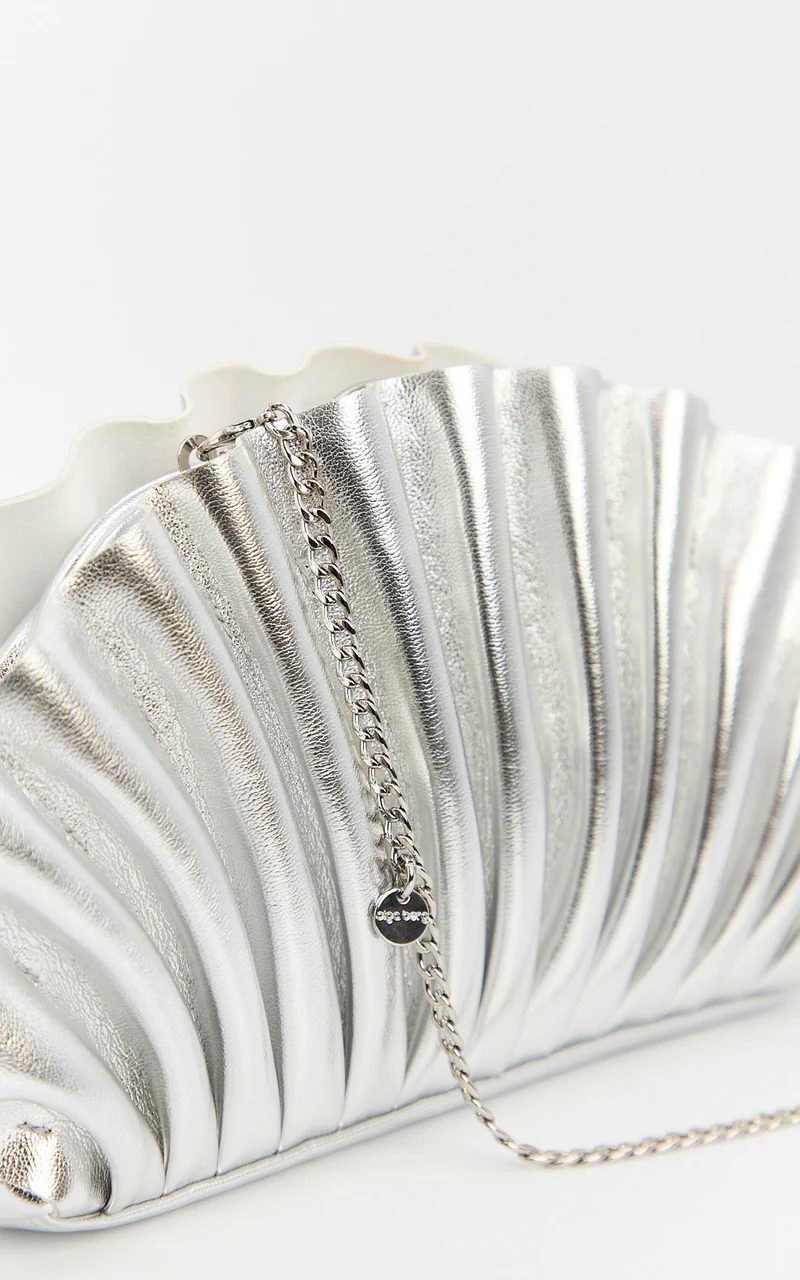 Olga Berg - Hollie Pleated Clutch in Silver