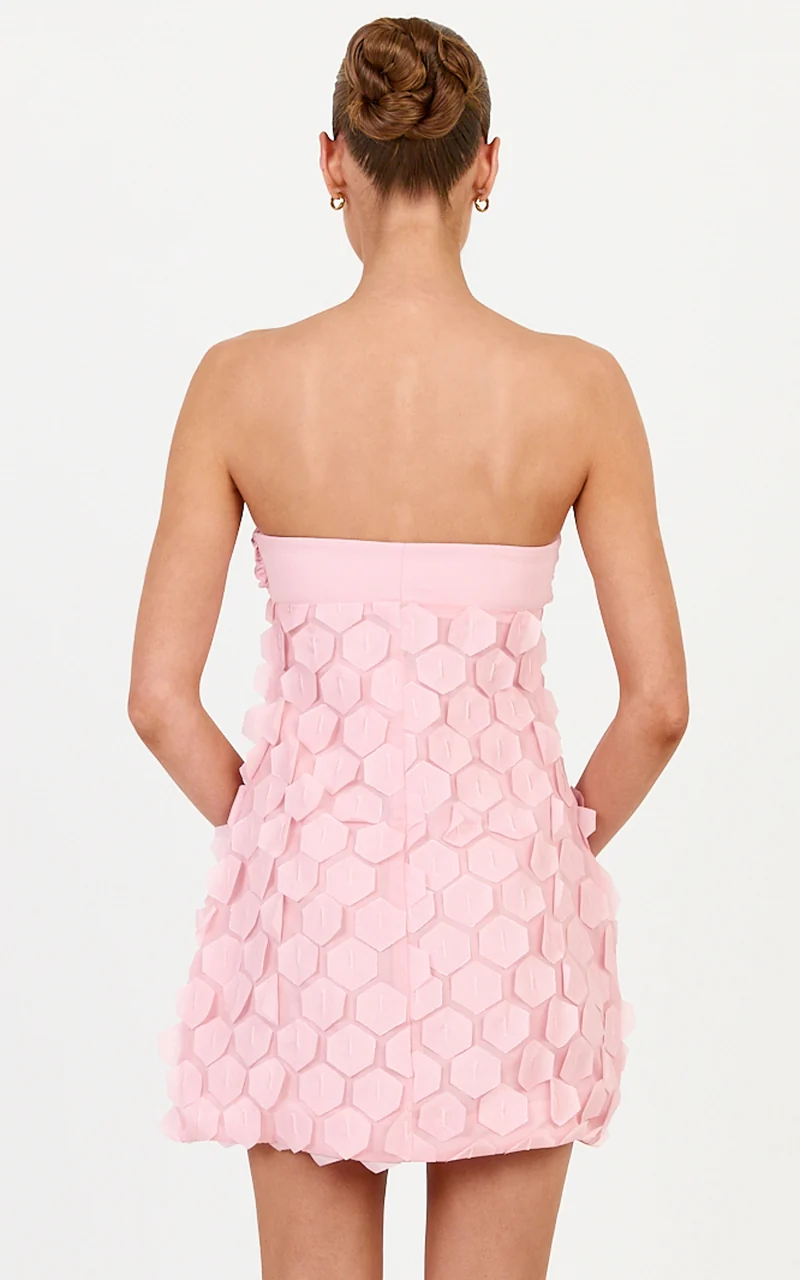 Luella Mini Dress - Strapless Sweetheart Neck Dress in Pink