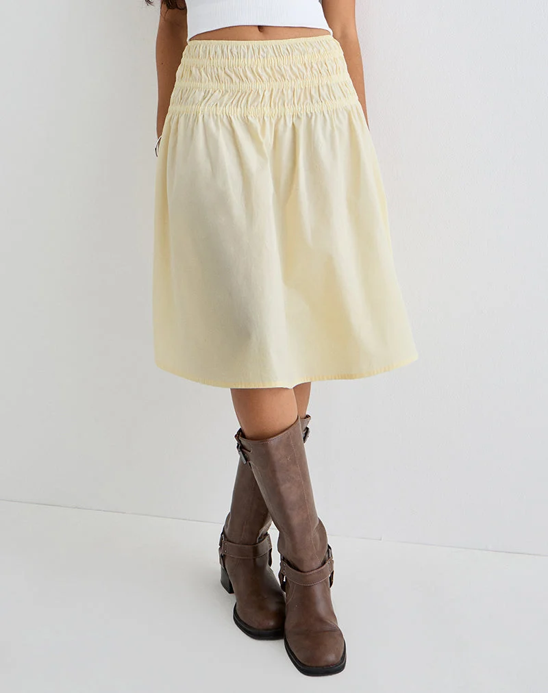 Jupe midi Neleta, Popeline Lemon