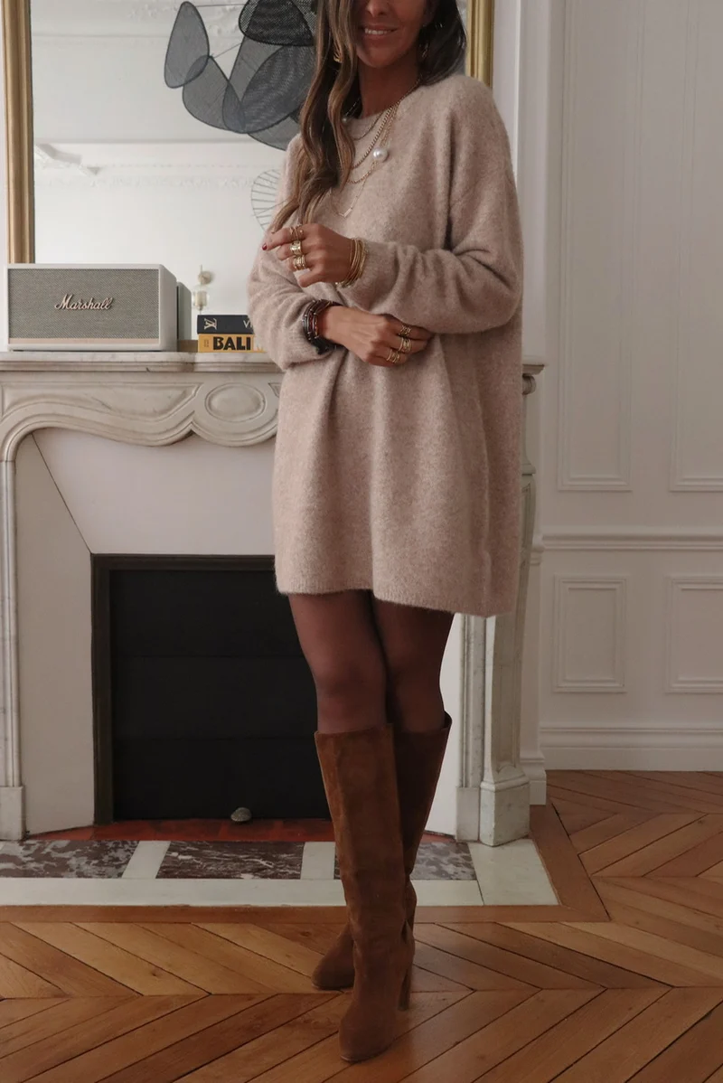 Robe pull Amaé beige