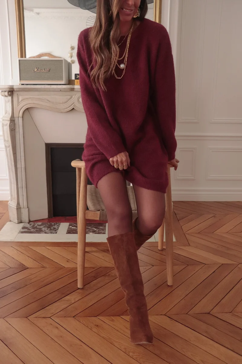 Robe pull Amaé bordeaux
