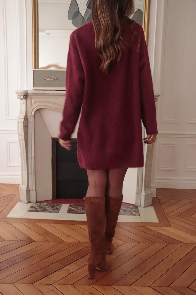 Robe pull Amaé bordeaux