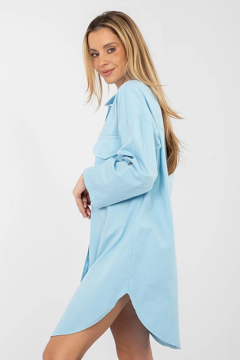 Robe chemise bleue courte