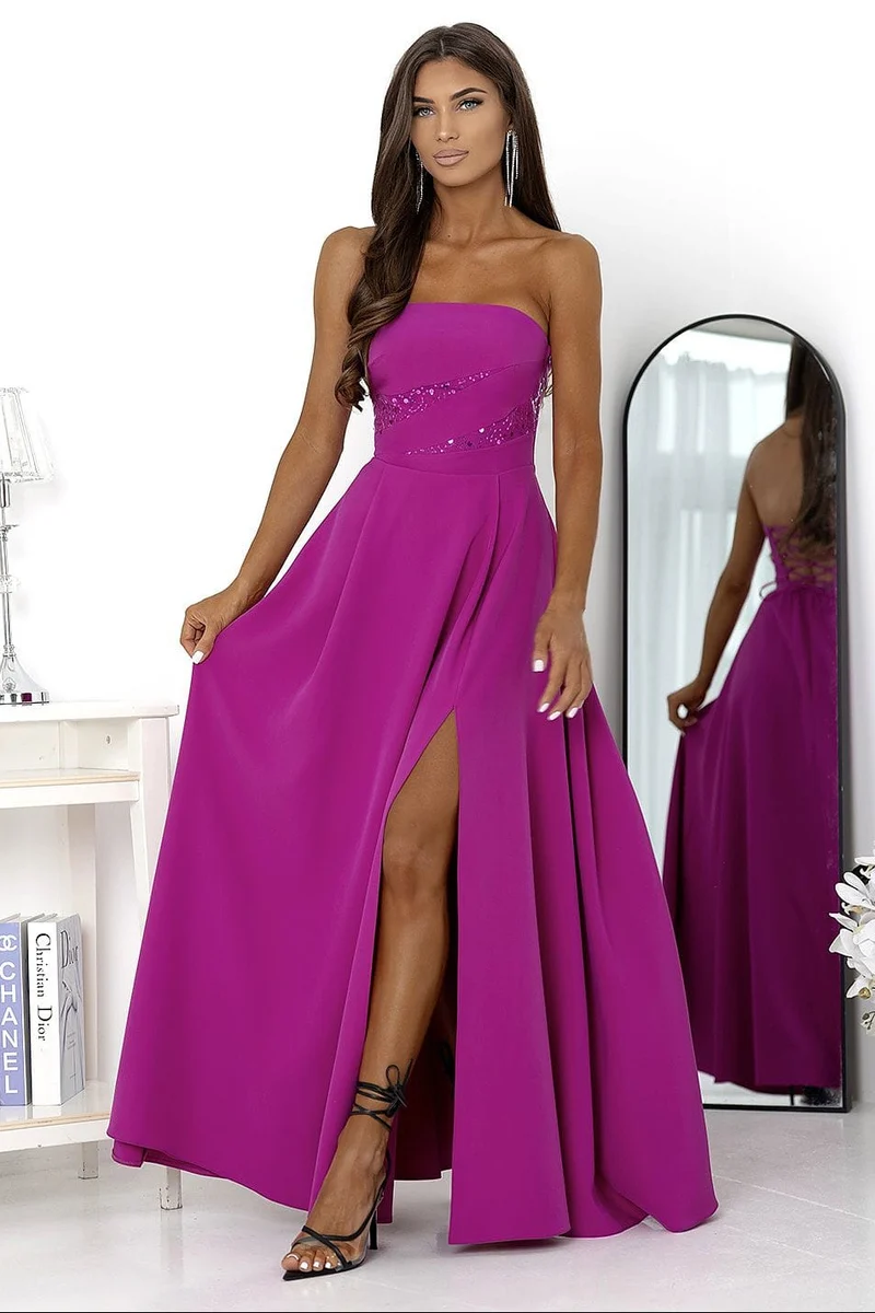 Robe bustier violette chic longue