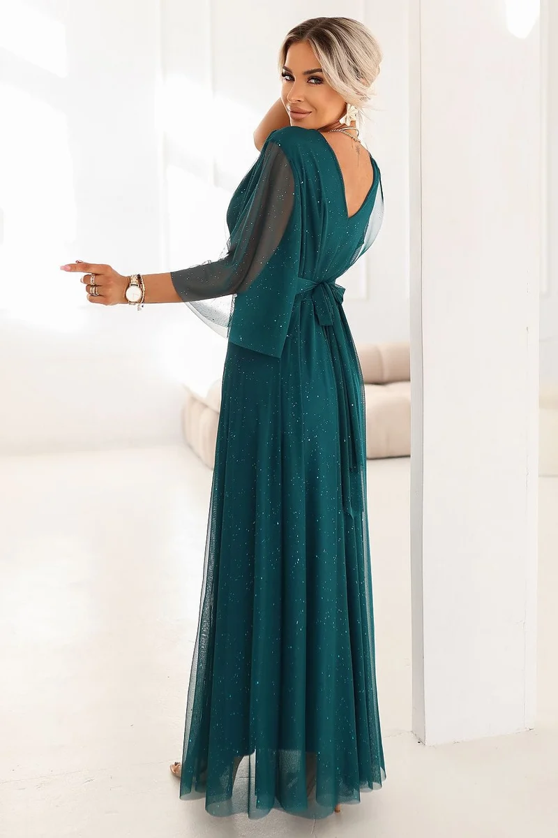 Robe pour invitée au mariqge verte longue