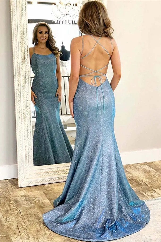 Robe de soirée longue sirène élégante avec dos à ficelles : parfaite pour les bals de fin d'année et les événements formels