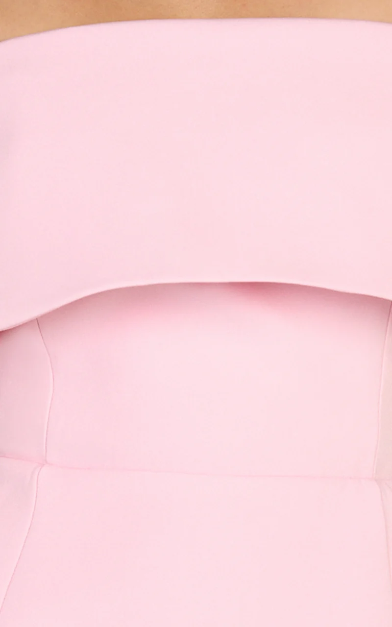 Aviana Mini Dress - Overlay Off Shoulder Tulip Skirt Dress in Pink