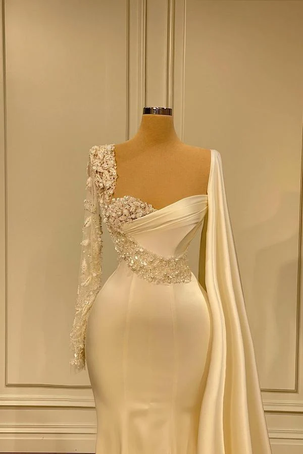 Robe de soirée longue et élégante style sirène avec satin froncé à fleurs 3D, robe de bal parfaite
