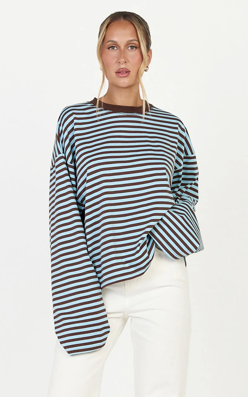 Lioness - Bloom Long Sleeve in Chocolate Sea Stripe
