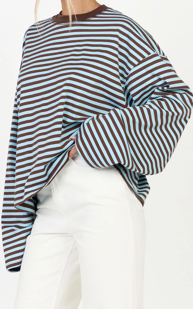 Lioness - Bloom Long Sleeve in Chocolate Sea Stripe