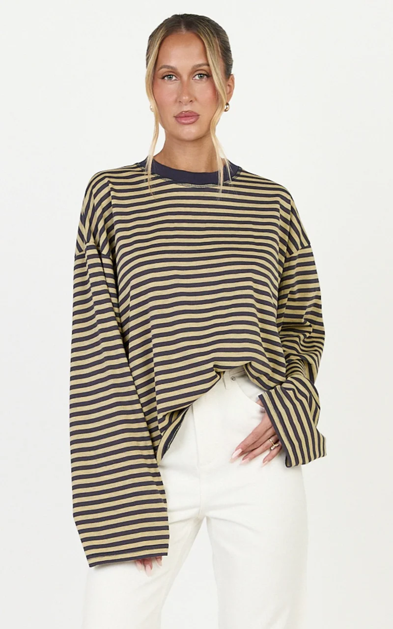 Lioness - Bloom Long Sleeve in Beige Stripe