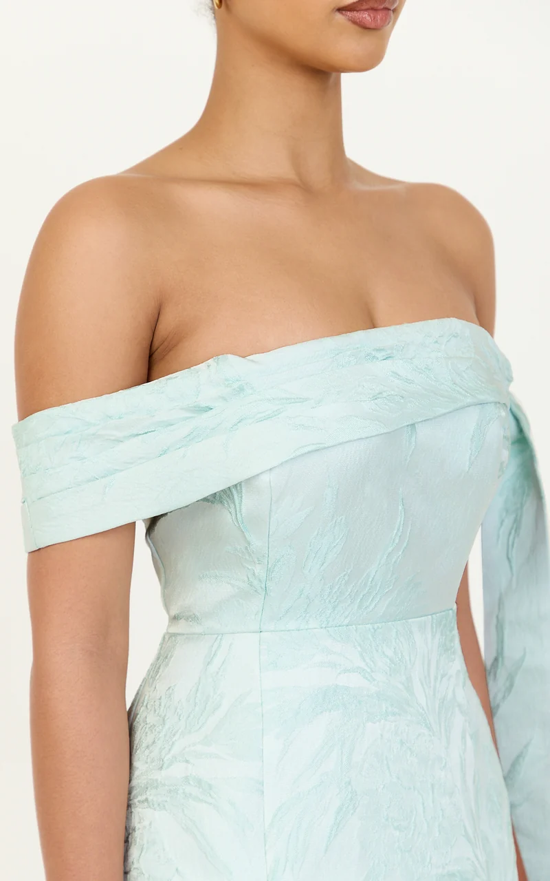 Cora Mini Dress - Off Shoulder Tie Detail Dress in Mint