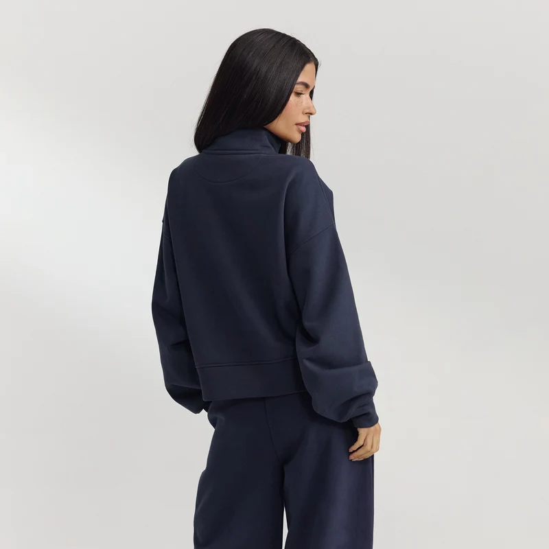 Pull avec Quart de Zip - Bleu Foncé