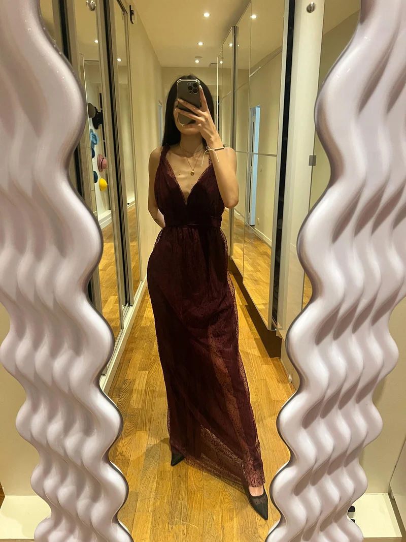 Robe Longue du soir en plumetis violet
