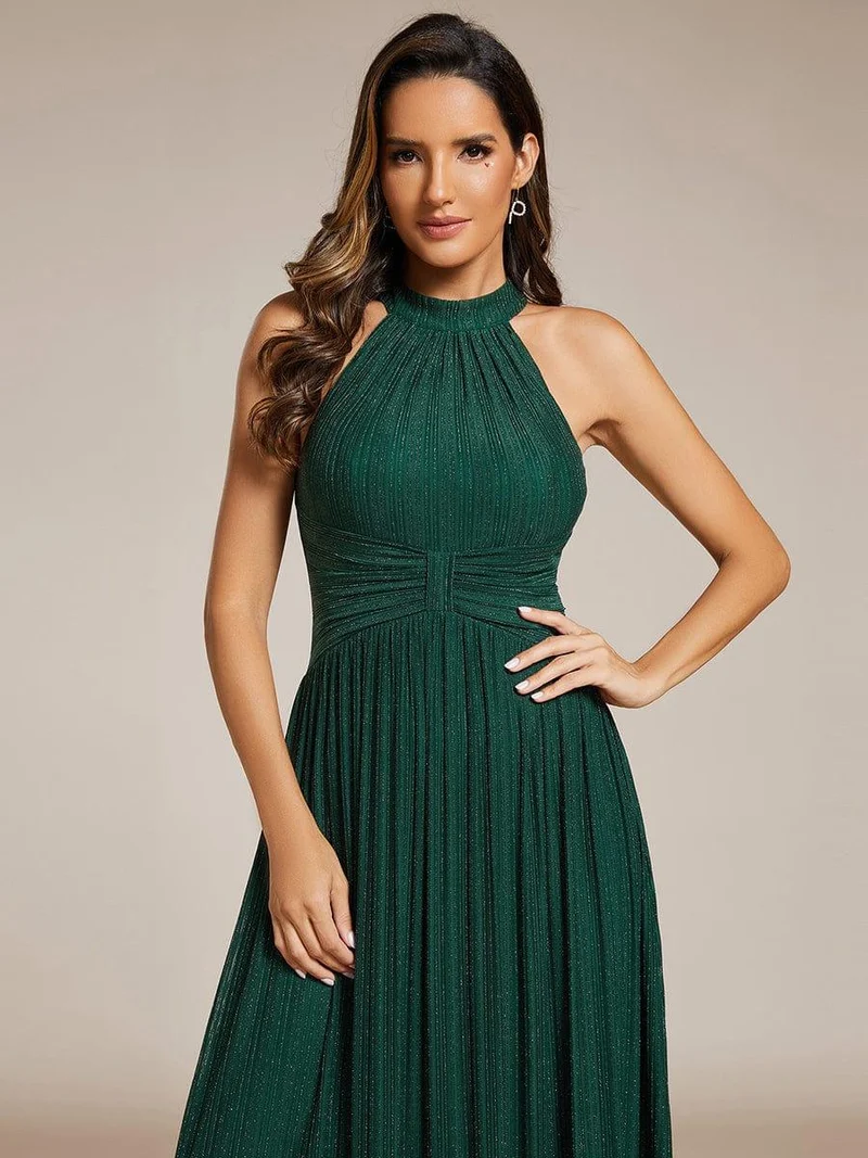 ever EVERLAINE|Robe de soirée formelle scintillante à col licou avec silhouette trapèze