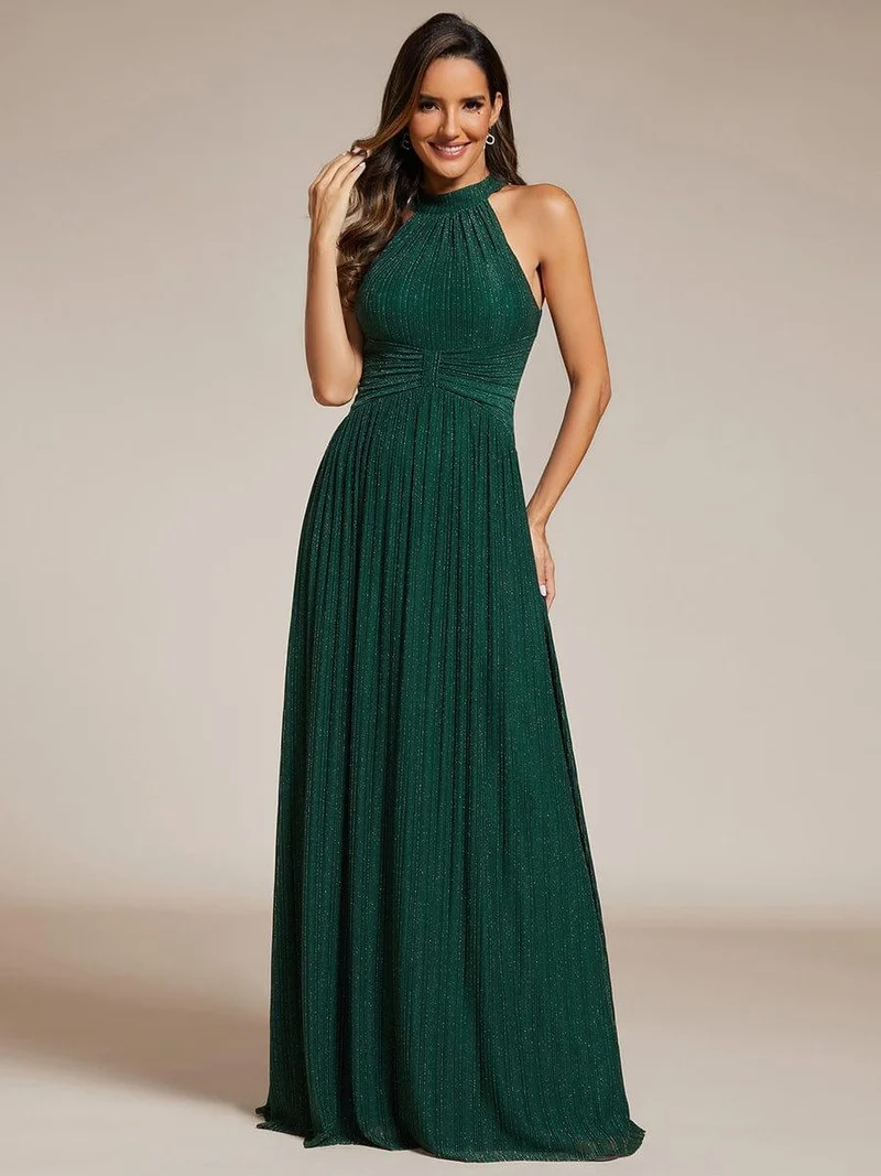 ever EVERLAINE|Robe de soirée formelle scintillante à col licou avec silhouette trapèze