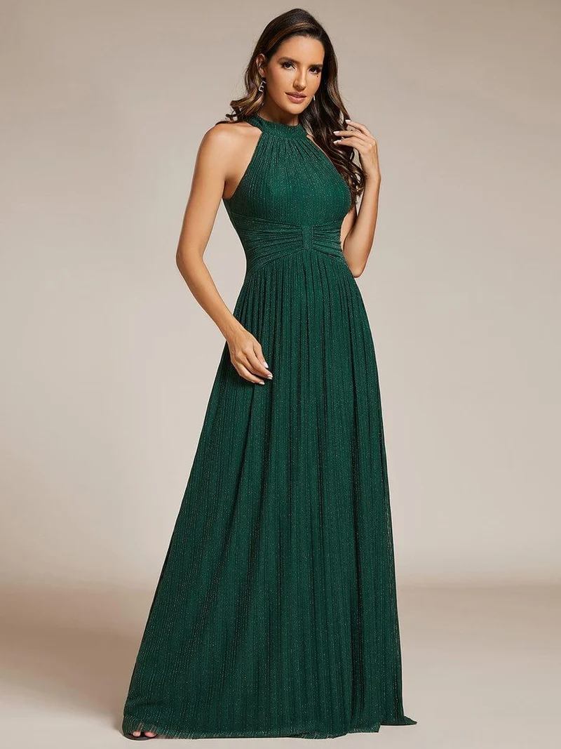 ever EVERLAINE|Robe de soirée formelle scintillante à col licou avec silhouette trapèze