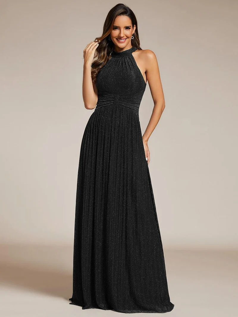 ever EVERLAINE|Robe de soirée formelle scintillante à col licou avec silhouette trapèze