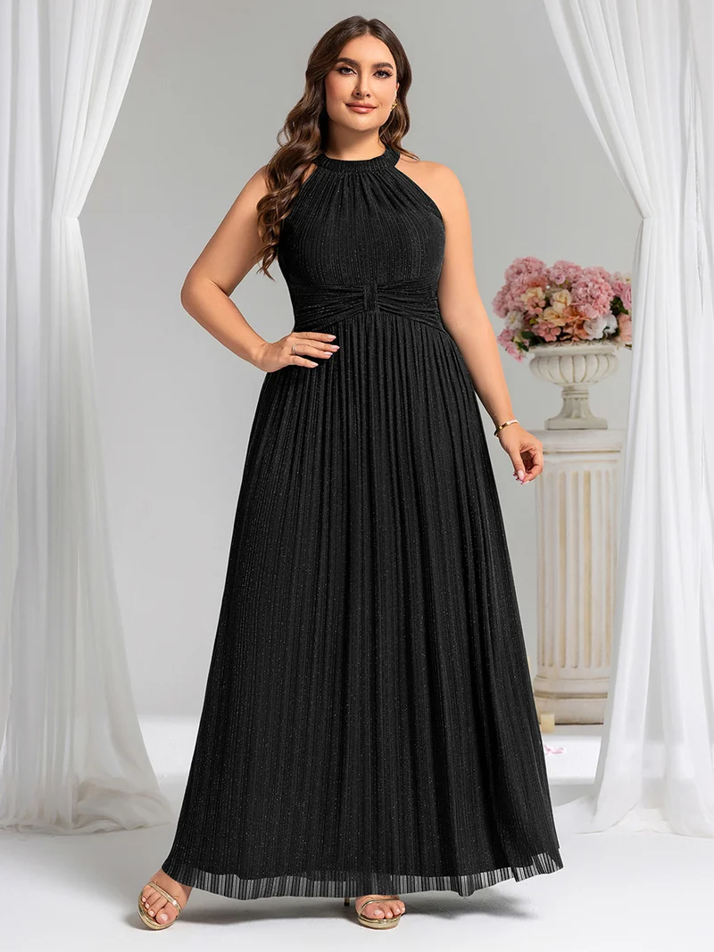 ever EVERLAINE|Robe de soirée formelle scintillante à col licou avec silhouette trapèze