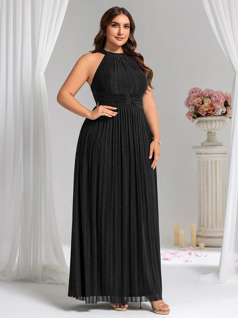 ever EVERLAINE|Robe de soirée formelle scintillante à col licou avec silhouette trapèze
