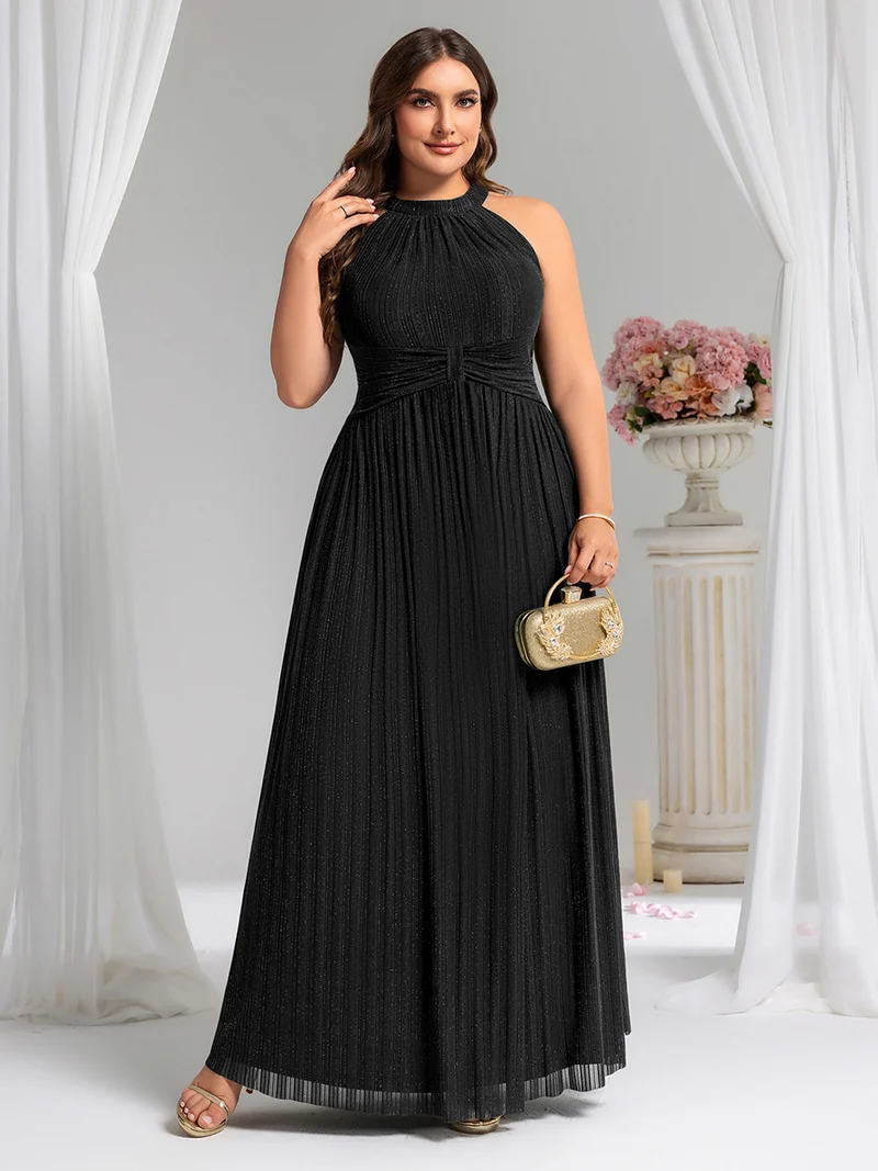 ever EVERLAINE|Robe de soirée formelle scintillante à col licou avec silhouette trapèze