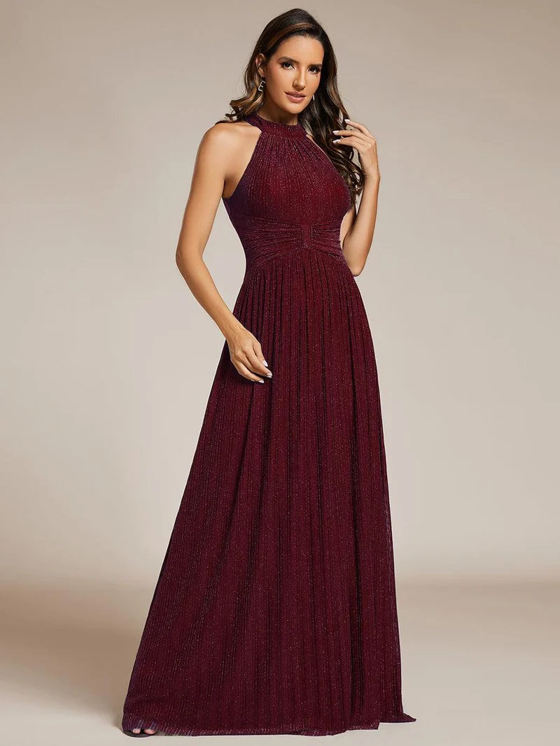 ever EVERLAINE|Robe de soirée formelle scintillante à col licou avec silhouette trapèze