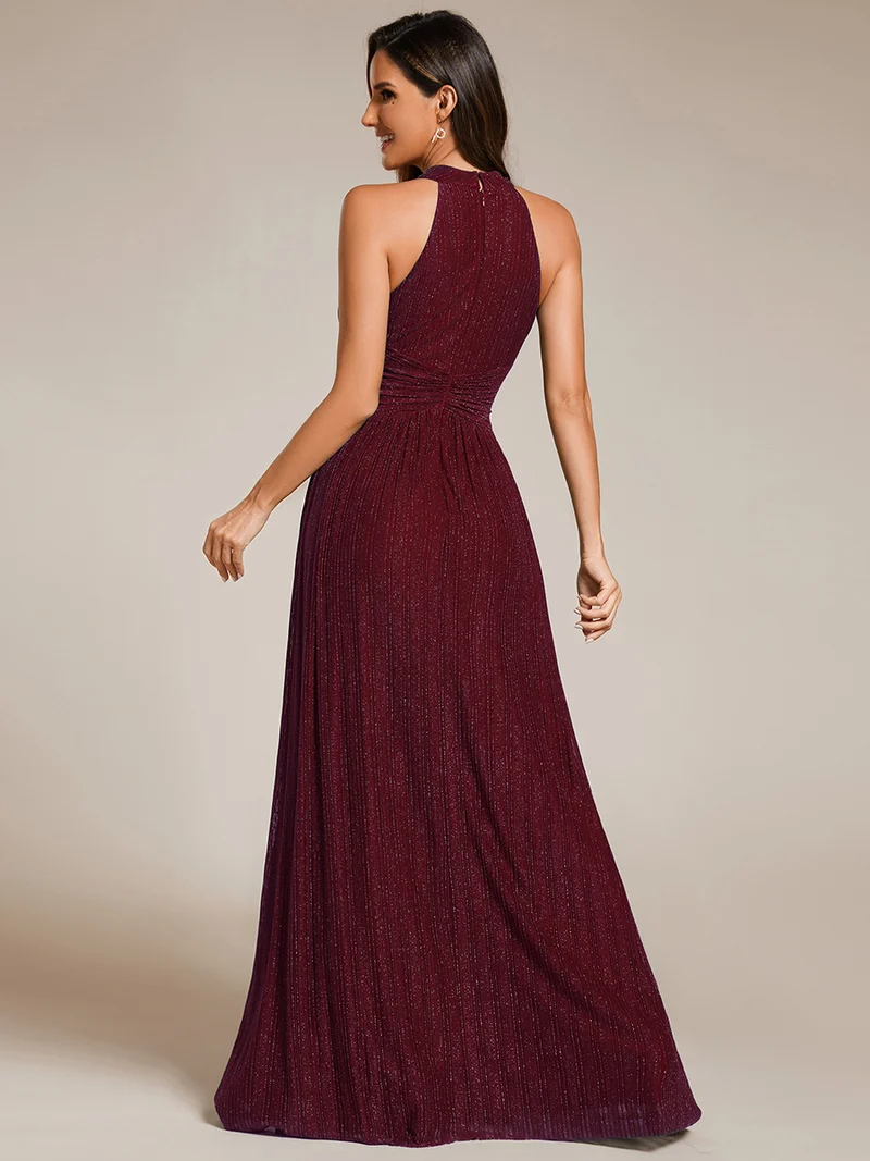 ever EVERLAINE|Robe de soirée formelle scintillante à col licou avec silhouette trapèze