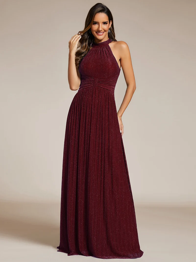 ever EVERLAINE|Robe de soirée formelle scintillante à col licou avec silhouette trapèze
