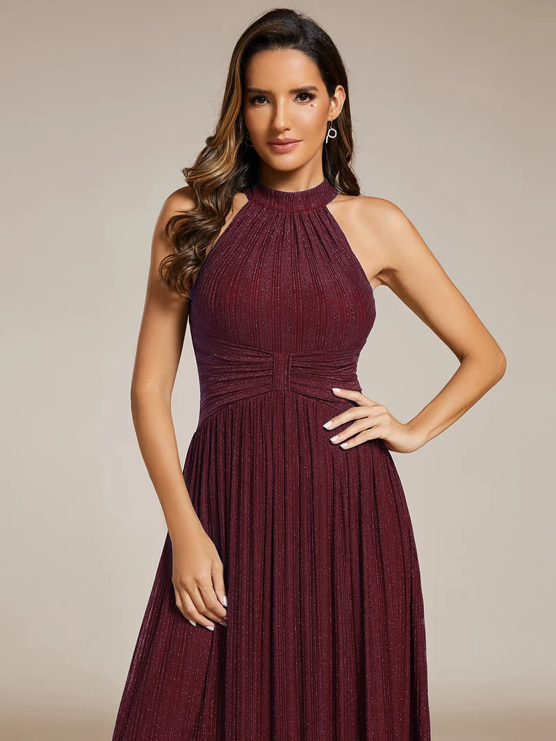 ever EVERLAINE|Robe de soirée formelle scintillante à col licou avec silhouette trapèze