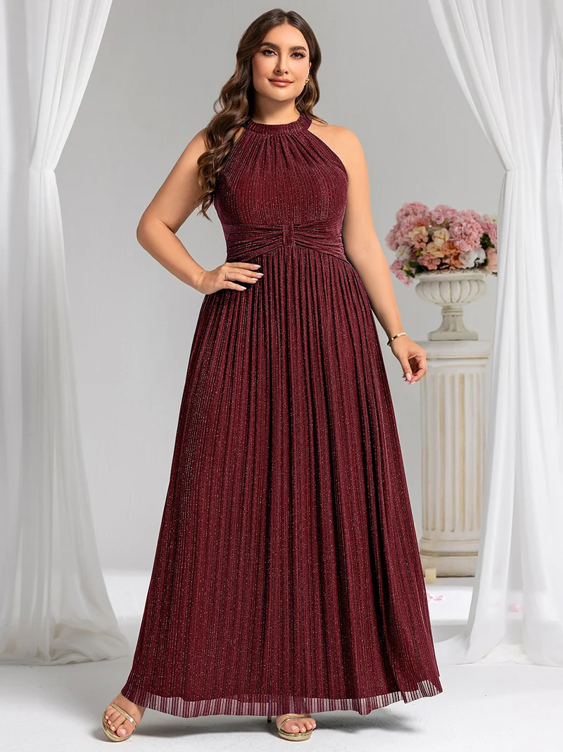 ever EVERLAINE|Robe de soirée formelle scintillante à col licou avec silhouette trapèze