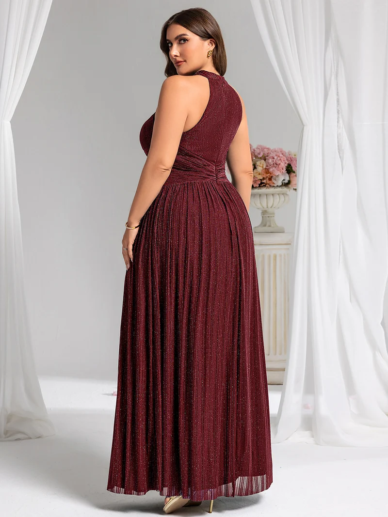 ever EVERLAINE|Robe de soirée formelle scintillante à col licou avec silhouette trapèze