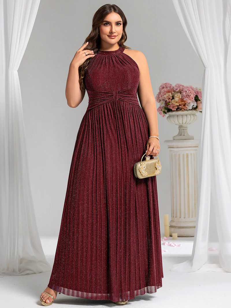ever EVERLAINE|Robe de soirée formelle scintillante à col licou avec silhouette trapèze